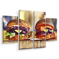 Schilderij - Veganistische hamburgers, vegan, 4 luik, premium print