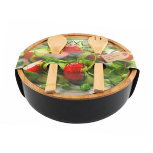 Svenska Living - Saladeschaal/kom - Met couvert - Bamboe - Zwart - D30 cm