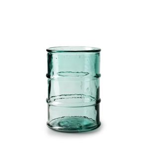 Bloemenvaas Barril - transparant blauw - eco glas - D14 x H20 cm - cilinder vaas