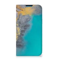 iPhone 14 Pro Max Standcase Marble Blue Gold - thumbnail