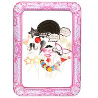 Foto prop set met frame - verjaardag/birthday party - 21-delig - photo booth accessoires - thumbnail