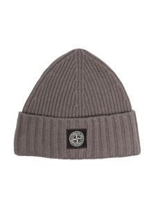 Stone Island Junior bonnet à patch logo - Gris