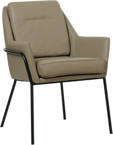 Taupe leren industriële design eetkamerstoel Mix - Toledo Leer Mocca (taupe leer)