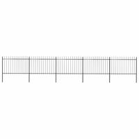 Tuinhek met speerpunt staal 892,5x120 cm zwart