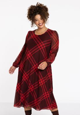 Yoek Jurk CHECK | Rood | Maat 58/60
