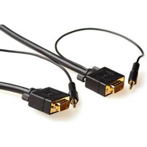 ACT 10m VGA + 3.5mm VGA kabel VGA (D-Sub) + 3.5 mm (1/8") Zwart