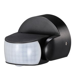 HOFTRONIC™ PIR bewegingssensor met schemerschakelaar 180° bereik 12 meter Maximaal 600 Watt opbouw zwart IP65