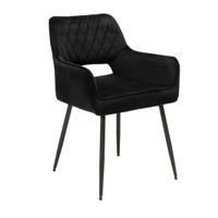 Bronx71 Velvet eetkamerstoel Mika zwart - Eetkamerstoelen set van 4