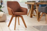 Draaibare design stoel LIVORNO vintage bruin beukenhouten poten met armleuningen - 41313 - thumbnail