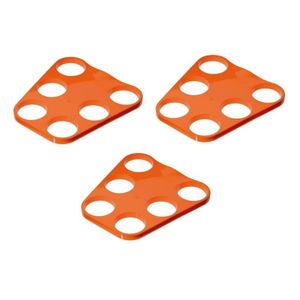 3x Oranje plastic bier trays voor 6 glazen