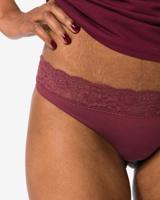 HEMA Damesstring naadloos micro met kant bordeauxrood (bordeauxrood)