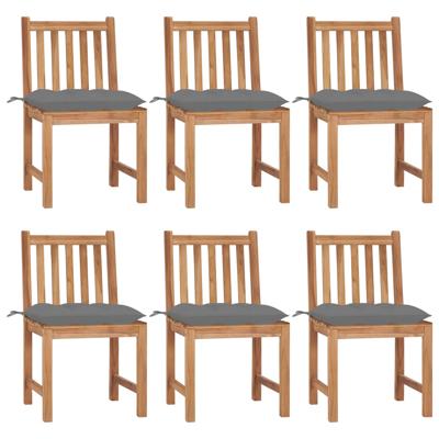 Tuinstoelen 6 st met kussens massief teakhout