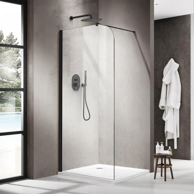 Fortifura Galeria Inloopdouche - 110x200cm - afgeronde glaswand - helder glas - wandarm - mat zwart SW1420230 Fortifura Galeria Inloopdouche - 110x200cm - afgeronde glaswand - helder glas - wandarm - mat zwart SW1420230