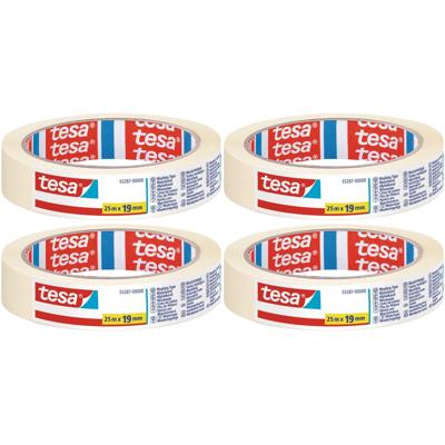 Tesa Afplaktape - 4x rol - wit - 19 mm x 25 m - schilderstape - maskeertape Tesa Afplaktape - 4x rol - wit - 19 mm x 25 m - schilderstape - maskeertape