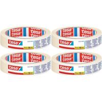 Tesa Afplaktape - 4x rol - wit - 19 mm x 25 m - schilderstape - maskeertape