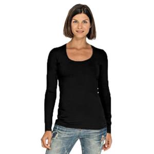 Lemon & Soda Bodyfit dames shirt lange mouwen - navy - Dameskleding basic t-shirts