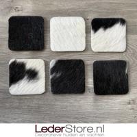 Koeienhuid onderzetters zwart wit 10x10cm