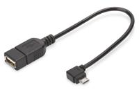 Digitus USB 2.0 Adapter [1x Micro-USB 2.0 B stekker - 1x USB 2.0 bus A] AK-300313-002-S 15.00 cm Rond, Afgeschermd (dubbel), Met OTG-functie