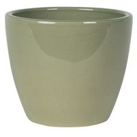 Plantenpot/bloempot in een strakke Scandinavische look mosgroen Dia 18 cm en Hoogte 16 cm