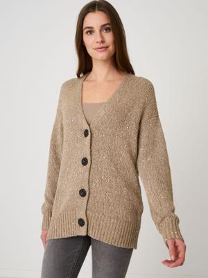 Italiaans katoenmix cardigan met pailletten