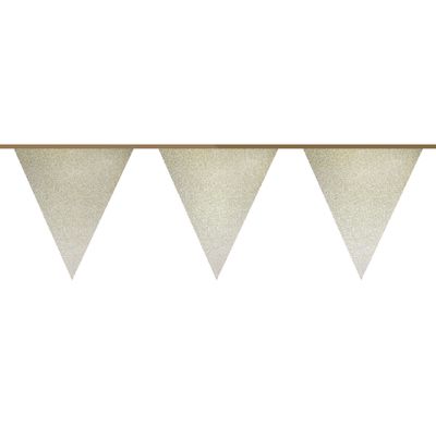 Haza Witbaard Vlaggenlijn goud glitter, 6mtr.