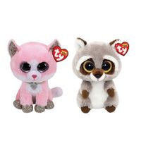 Ty - Knuffel - Beanie Boo's - Fiona Pink Cat & Racoon