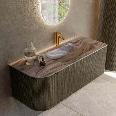 Badmeubel Mondiaz Kurve-Dlux | 115 cm | Meubelkleur Shadow | Wastafelkleur Sombra | Solid surface | Wasbak rechter zijde spoelbak | 1 kraangat