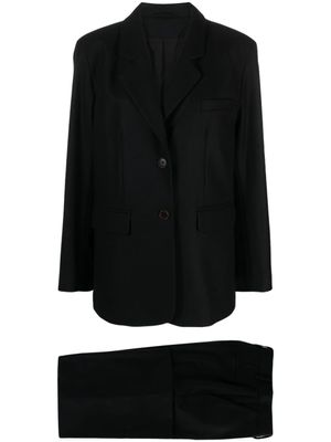 Skall Studio manteau en laine recyclée à boutonnière - Noir