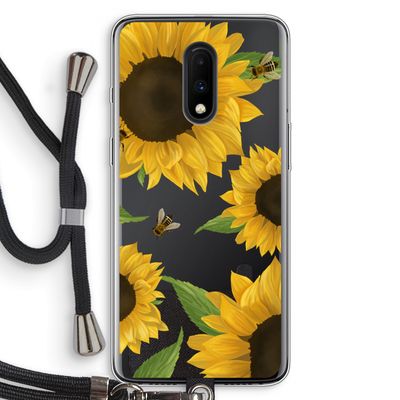 Sunflower and bees: OnePlus 7 Transparant Hoesje met koord