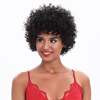 gladde remy menselijk haar pruik afro kinky krullend golvend pixie korte bob zwart zacht verstelbaar beste kwaliteit machinaal gemaakt braziliaans haar vrouwen natuurlijk zwart 10 inch dagelijks Lightinthebox - thumbnail