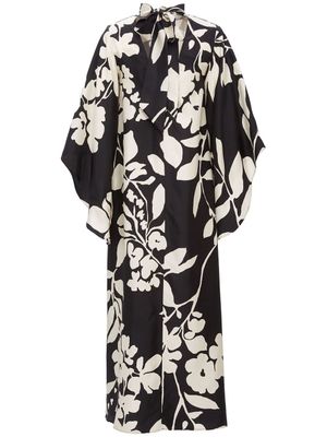 La DoubleJ robe longue Magnifico à fleurs - Noir
