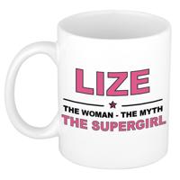 Lize cadeau mok - Woman Myth Supergirl - naam koffiemok - 300 ml - collega - moederdag