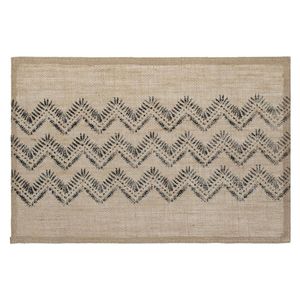 Rechthoekige placemat zigzag lijnen zwart jute 45 x 30 cm - Placemats