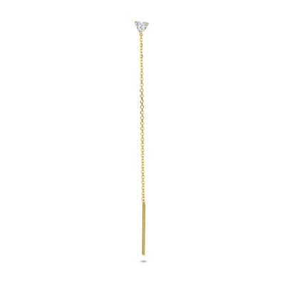 14k Geelgouden Doortrekoorbel met Lab Grown Diamant - 70mm Lengte, 0.15ct