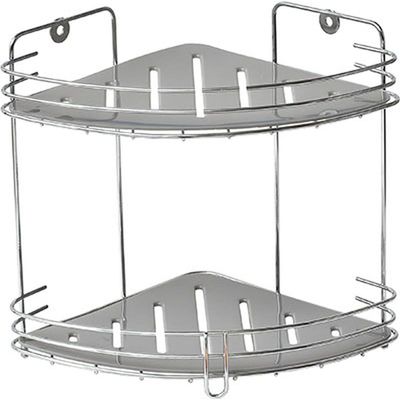 Staand of Hangend Hoek Doucherek 23x20x20cm - 2 Laags Hoekrek - Staand - Hangend - chroom - Badkamer - Douche - Organizer Staand of Hangend Hoek Doucherek 23x20x20cm - 2 Laags Hoekrek - Staand - Hangend - chroom - Badkamer - Douche - Organizer