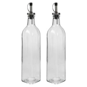 Vivalto Azijn/olie flessen set van 2x stuks met schenktuit en dop - glas - 500 ml - 31 cm