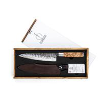 Forged VG10 koksmes, Ft 20,5 cm, met beschermhoes in leer