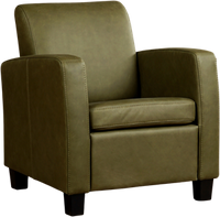 Olijfgroene leren landelijke fauteuil Joy - poot hout zwart - Rancho Leer Green (olijfgroen leer)