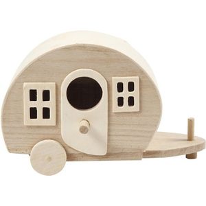 2x Houten caravan om te schilderen 18 cm