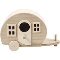 2x Houten caravan om te schilderen 18 cm - thumbnail