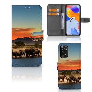 Xiaomi Redmi Note 11 Pro 5G/4G Telefoonhoesje met Pasjes Olifanten