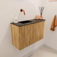 Toiletmeubel Mondiaz Joya Dlux | 71.6 cm | Meubelkleur Oak | Faye wastafel Lava Wasbak Links | Zonder kraangat(en)