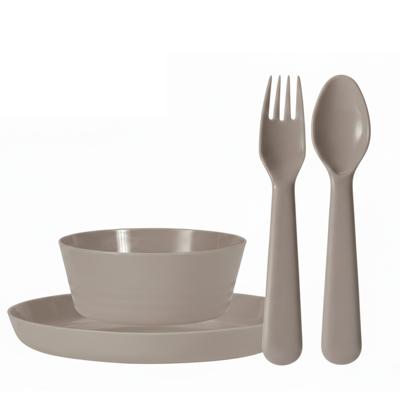Kunststof kinderservies set - 24-delig - taupe - Campingservies / picknickservies Kunststof kinderservies set - 24-delig - taupe - Campingservies / picknickservies