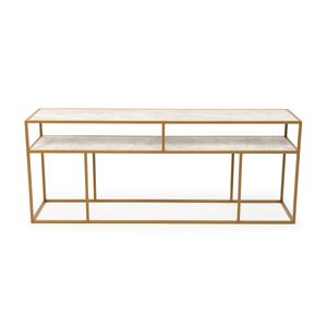 Stalux Side-table Teun 200cm - goud / wit marmer