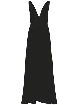 AZEEZA robe Cirrus en soie à col v - Noir