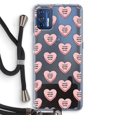 Chicks before dicks: Motorola Moto G9 Plus Transparant Hoesje met koord