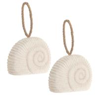 Deurstopper schelp - 2x - cement/wit - 20 x 8 x 16 cm - mediterraans / strand