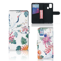 Samsung Galaxy M31 Telefoonhoesje met Pasjes Bird Flowers - thumbnail