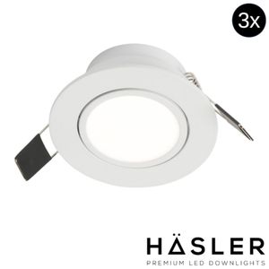 Inbouwspot Häsler Ancona Incl. Fase Aansnijding Dimbaar 8 cm 4 Watt Helder Wit RVS Set 3x