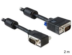 Delock 83173 VGA-kabel VGA Aansluitkabel VGA-stekker 15-polig, VGA-stekker 15-polig 2.00 m Zwart Schroefbaar
